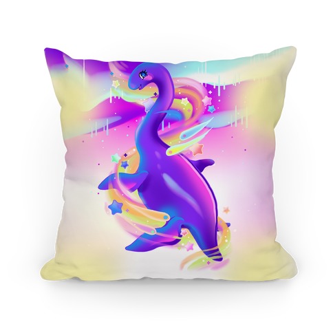 Neon Rainbow Loch Ness Pillow
