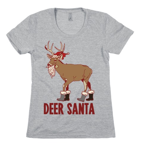 Deer Santa Womens T-Shirt