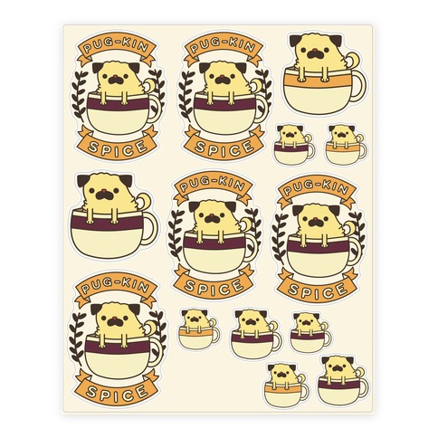 Pugkin Spice Stickers and Decal Sheet
