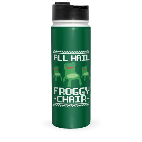 All Hail Froggy Chair Ugly Sweater Travel Mug