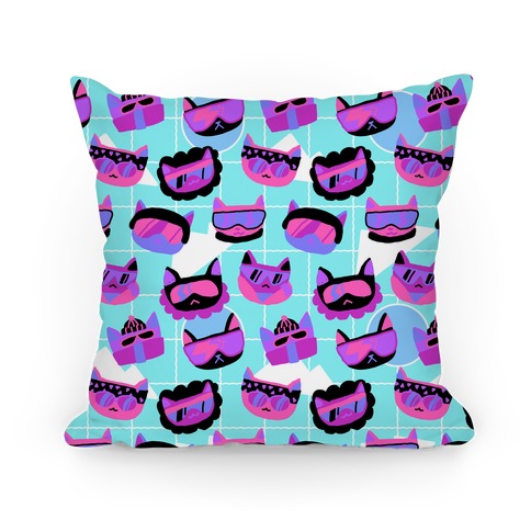 Gnarly Snowboard Cats Pillow