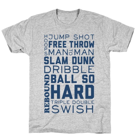 Basketball Typographic (Blue) T-Shirt