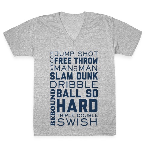 Basketball Typographic (Blue) V-Neck Tee Shirt
