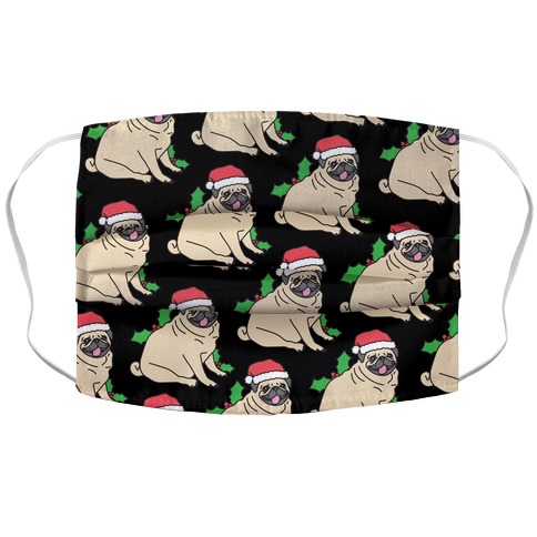 Christmas Pug Pattern Accordion Face Mask