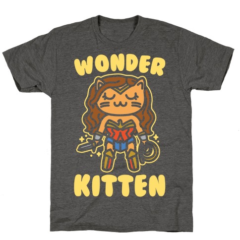 Wonder Kitten Parody White Print T-Shirt