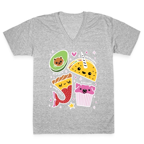 Cute Food Mashups V-Neck Tee Shirt