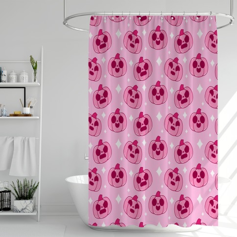 Kawaii Pumpkins Pattern Pink Shower Curtain