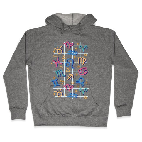 90's Zodiac Pattern Hooded Sweatshirt