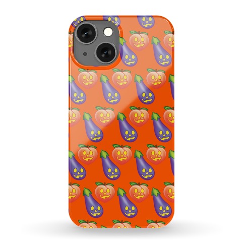 Eggplant and Peach Jack-O-Lantern Pattern Phone Case