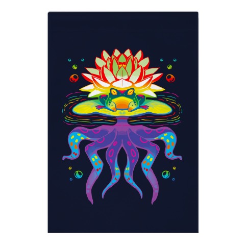 Psychedelic Lily Frog Garden Flag