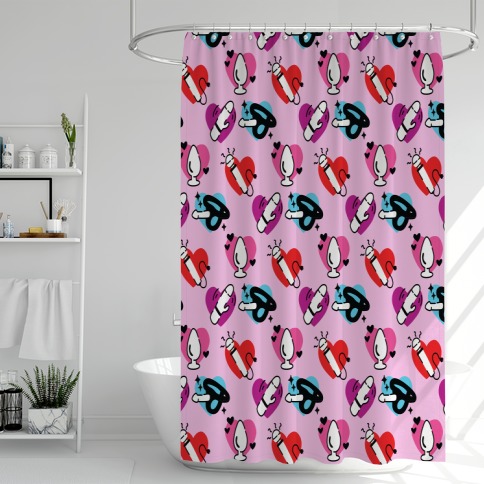 Good Vibrations Love Toy Pattern Shower Curtain