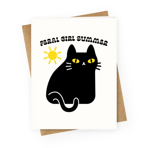 Feral Girl Summer Cat Greeting Card