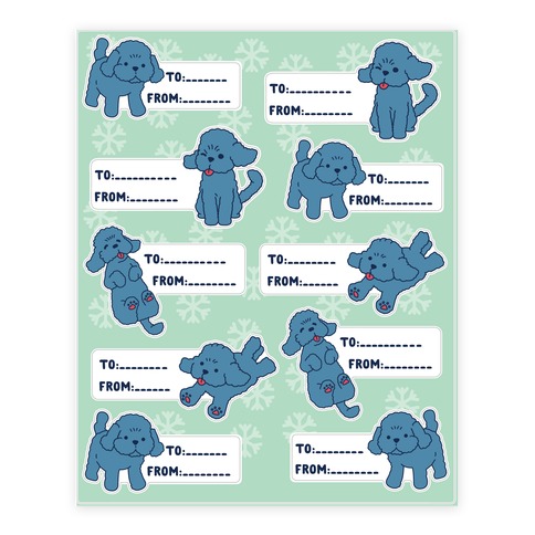 Yuri Poodle Gift Tags Stickers and Decal Sheet