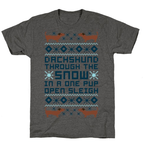 Dachshund Through The Snow In a One Pup Open Sleigh T-Shirt