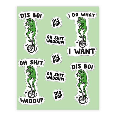 Dis Boi Funny Frog  Stickers and Decal Sheet