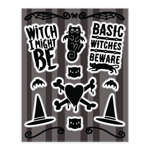 Witchy Halloween  Stickers and Decal Sheet