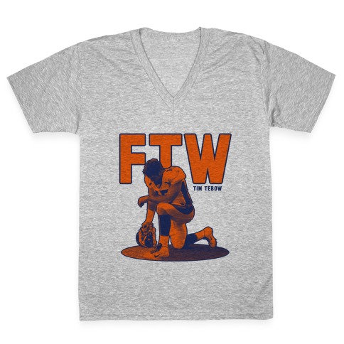 Tim Tebow For The Win! V-Neck Tee Shirt
