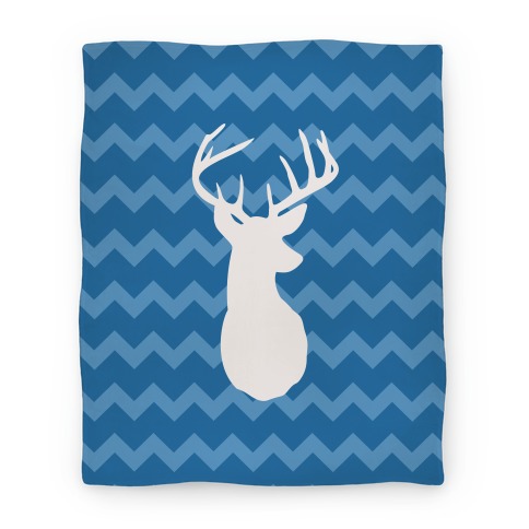 Chevron Stripe Deer Silhouette Blanket