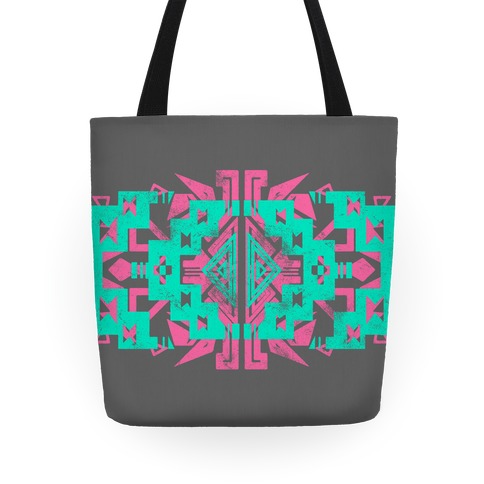 Pink and Mint Aztec Pattern Totes | LookHUMAN