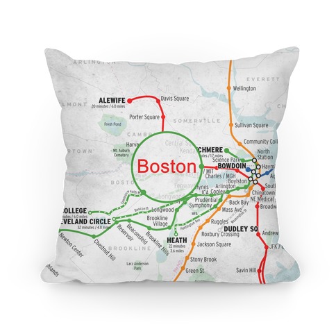 Boston Transit Map Pillow