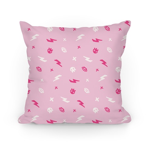 Punk Rock Pattern (Pastel Pink) Pillow