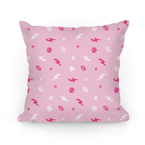 Punk Rock Pattern Pastel Pink Throw Pillow Lookhuman