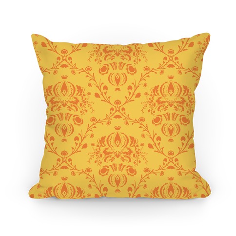 Gold Damask Floral Pattern Pillow Pillow