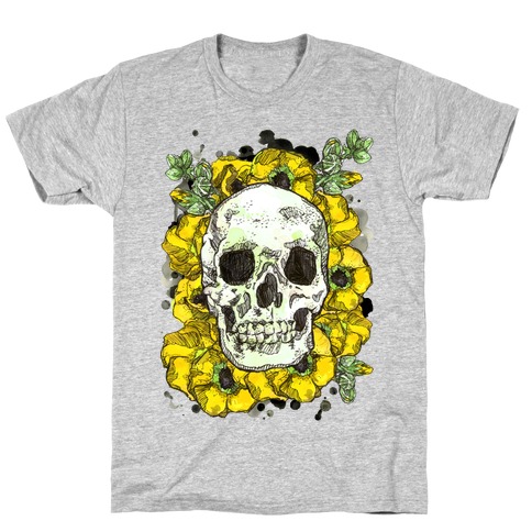Skull on a Bed of Poppies T-Shirt