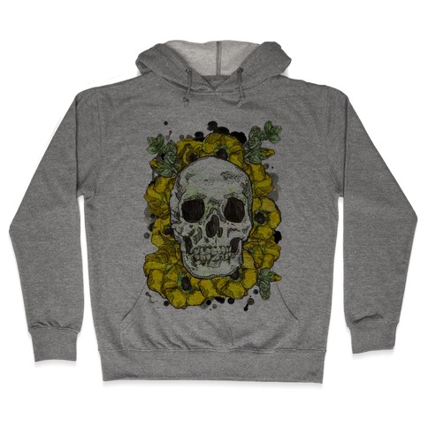 Skull on a Bed of Poppies Hooded Sweatshirt