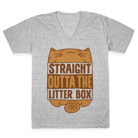 Straight Outta The Litterbox V-Neck Tee Shirt
