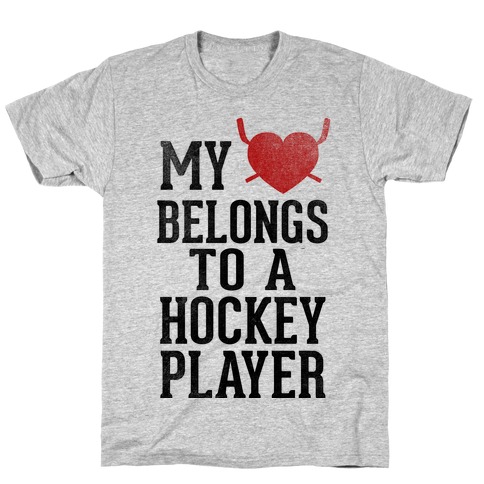 My Heart Belongs To a Hockey Player (Baseball Tee) T-Shirt