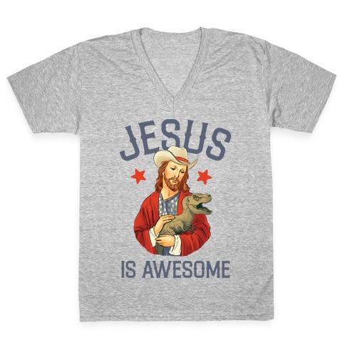 Jesus Is Awesome V-Neck Tee Shirt