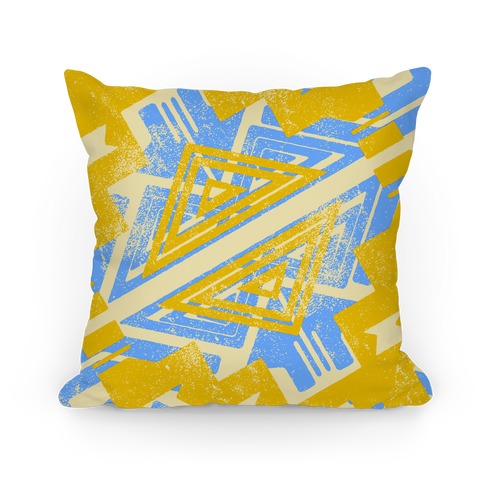 Blue and Yellow Aztec Pattern Pillow