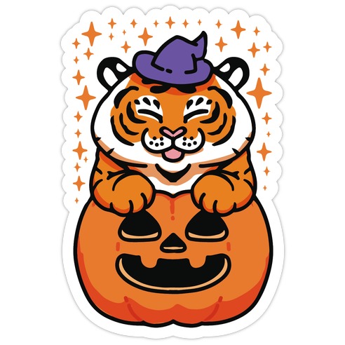 Cute Halloween Tiger Die Cut Sticker