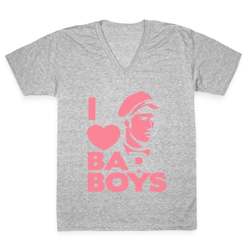 I Love Bad Boys V-Neck Tee Shirt