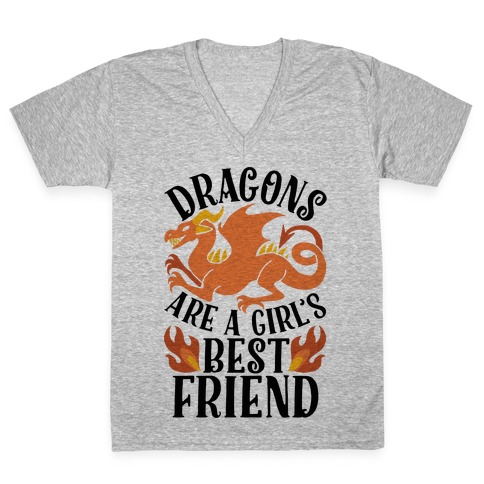 Dragons Are A Girl's Best Friend V-Neck Tee Shirt