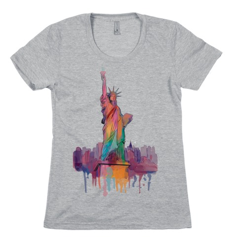 Statue Of Liberty Watercolor Womens T-Shirt