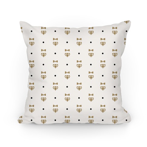 Gold Bows and Diamonds Pattern Pillow
