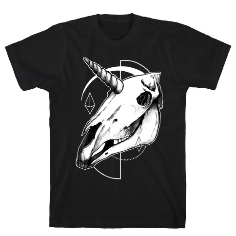 Geometric Occult Unicorn Skull T-Shirt
