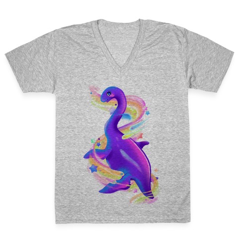 Neon Rainbow Loch Ness V-Neck Tee Shirt