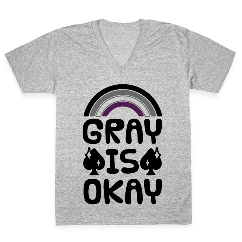 Gray Is Okay V-Neck Tee Shirt