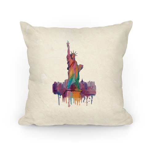 Statue Of Liberty Watercolor Pillow