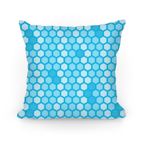 Blue Geometric Honeycomb Pattern Pillow