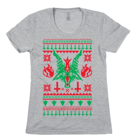 Baphomet Ugly Christmas Sweater Womens T-Shirt