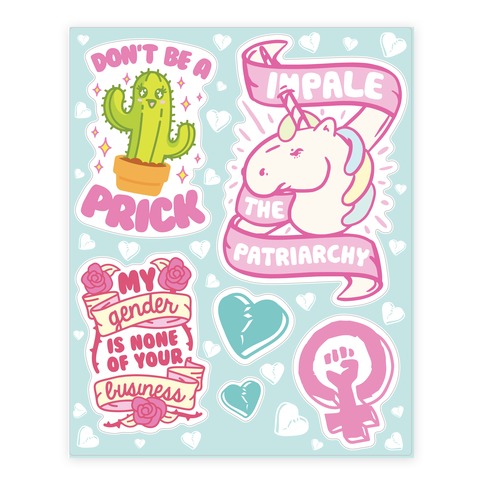 Girl Power Feminism  Stickers and Decal Sheet