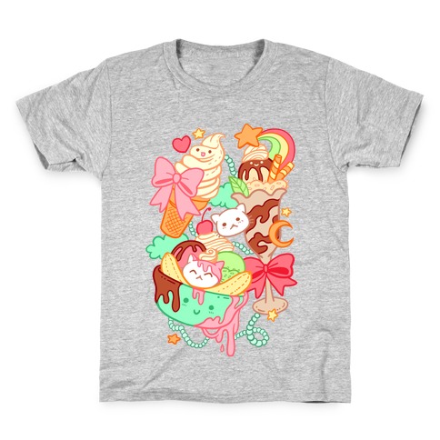 Cute Cat Sundae & Kawaii Ice Cream Kids T-Shirt