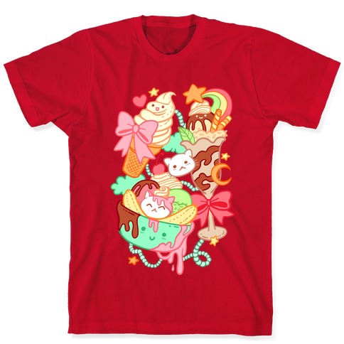 Kawaii Kitty Icecreams Kids Cotton Blend T-Shirt Unisex