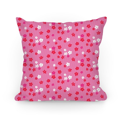 Little Floral Meadow Pattern (Pink) Pillow