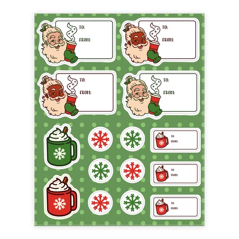 Basic Bitch Santa Gift Tag  Stickers and Decal Sheet