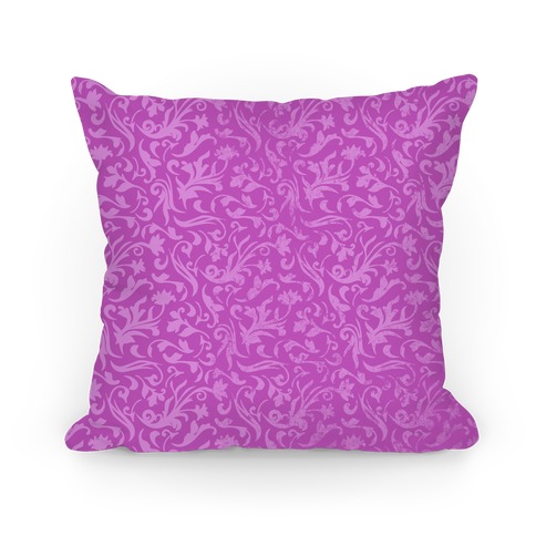 Purple Medieval Flower Pattern Pillow
